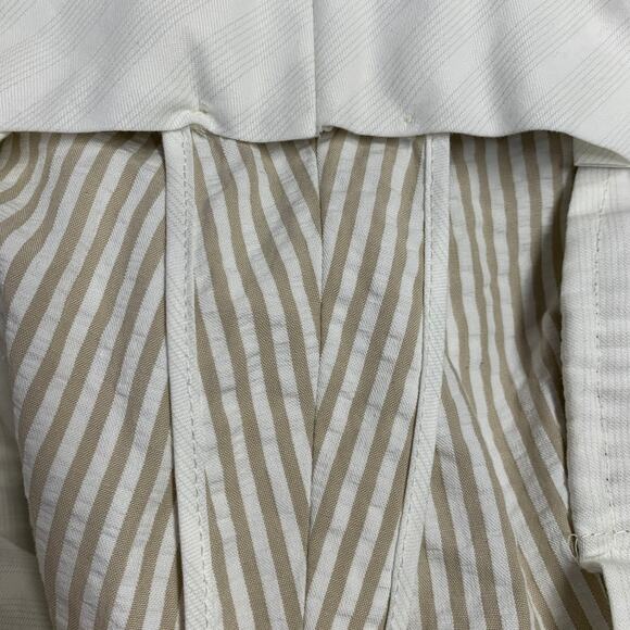 BLACK FLEECE 35 Beige White Stripe Cotton Seersucker Button Fly Casual Pants - Picture 8 of 8